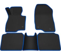 Салонные коврики REZKON 3D EVA Ромб резиновые, черные, для Mazda 6 12-18, синий кант 9223015203