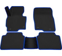 Салонные коврики REZKON 3D EVA Ромб резиновые, черные, для Mazda CX-5 12-17, синий кант 9223020103