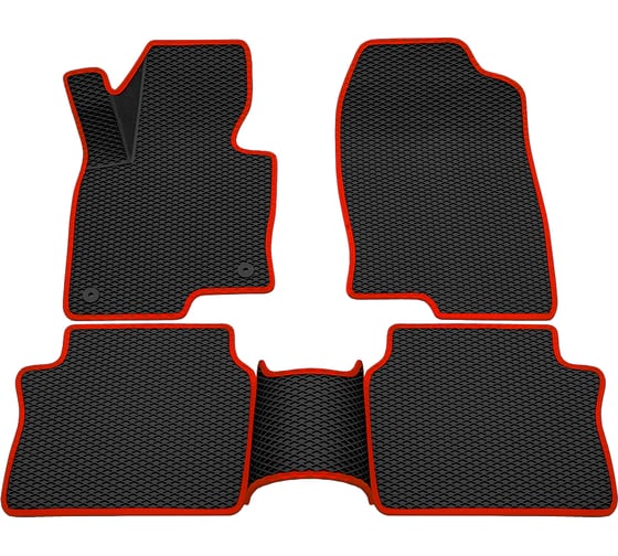Салонные коврики REZKON 3D EVA Ромб резиновые, черные, для Mazda CX-5 17-Н.В., красный кант 9223020204 1