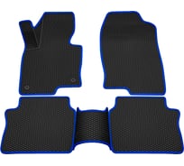 Салонные коврики REZKON 3D EVA Ромб резиновые, черные, для Mazda CX-5 17-Н.В., синий кант 9223020203