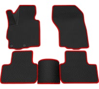 Салонные коврики REZKON 3D EVA Ромб резиновые, черные, для Mitsubishi ASX 10-Н.В., красный кант 9224005104