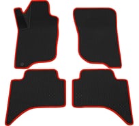 Салонные коврики REZKON 3D EVA Ромб резиновые, черные, для Mitsubishi L 200 08-15, красный кант 9224025104