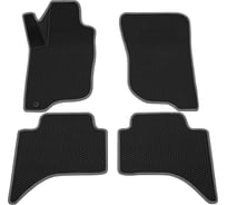 Салонные коврики REZKON 3D EVA Ромб резиновые, черные, для Mitsubishi L 200 08-15, серый кант 9224025102