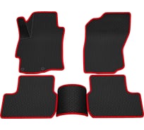 Салонные коврики REZKON 3D EVA Ромб резиновые, черные, для Mitsubishi Lancer Х 07-15, красный кант 9224010204