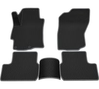 Салонные коврики REZKON 3D EVA Ромб резиновые, черные, для Mitsubishi Lancer Х 07-15, серый кант 9224010202