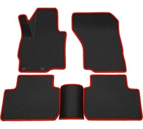 Салонные коврики REZKON 3D EVA Ромб резиновые, черные, для Mitsubishi Outlander 12-Н.В., красный кант 9224015104