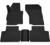 Салонные коврики REZKON 3D EVA Ромб резиновые, черные, для Mitsubishi Outlander 12-Н.В., серый кант 9224015102