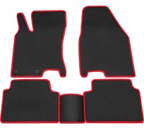 Салонные коврики REZKON 3D EVA Ромб резиновые, черные, для Nissan Qashqai 07-14, красный кант 9225020104