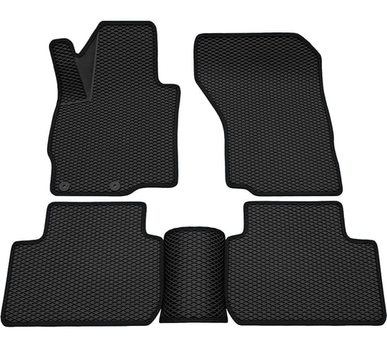 Салонные коврики REZKON 3D EVA Ромб резиновые, черные, для Mitsubishi Outlander 12-Н.В., черный кант 9224015101 1