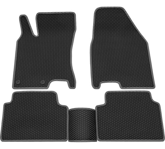 Салонные коврики REZKON 3D EVA Ромб резиновые, черные, для Nissan Qashqai 07-14, серый кант 9225020102 1