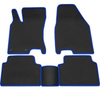 Салонные коврики REZKON 3D EVA Ромб резиновые, черные, для Nissan Qashqai 07-14, синий кант 9225020103