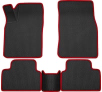 Салонные коврики REZKON 3D EVA Ромб резиновые, черные, для Nissan Qashqai 14-Н.В., красный кант 9225020204