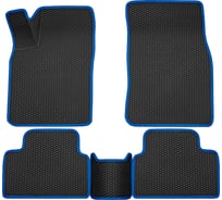 Салонные коврики REZKON 3D EVA Ромб резиновые, черные, для Nissan Qashqai 14-Н.В., синий кант 9225020203