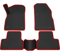 Салонные коврики REZKON 3D EVA Ромб резиновые, черные, для Opel Astra J 09-17, красный кант 9226010104