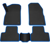 Салонные коврики REZKON 3D EVA Ромб резиновые, черные, для Opel Astra J 09-17, синий кант 9226010103