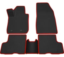 Салонные коврики REZKON 3D EVA Ромб резиновые, черные, для Renault Duster 21-Н.В., красный кант 9229005404