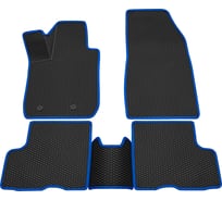Салонные коврики REZKON 3D EVA Ромб резиновые, черные, для Renault Duster 21-Н.В., синий кант 9229005403