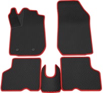 Салонные коврики REZKON 3D EVA Ромб резиновые, черные, для Renault Kaptur 16-20, красный кант 9229035104