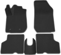 Салонные коврики REZKON 3D EVA Ромб резиновые, черные, для Renault Kaptur 16-20, серый кант 9229035102