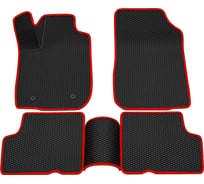 Салонные коврики REZKON 3D EVA Ромб резиновые, черные, для Renault Logan 04-15, красный кант 9229015104