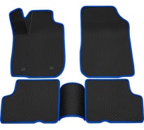Салонные коврики REZKON 3D EVA Ромб резиновые, черные, для Renault Logan 04-15, синий кант 9229015103