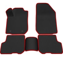 Салонные коврики REZKON 3D EVA Ромб резиновые, черные, для Renault Logan 14-Н.В., красный кант 9229015204