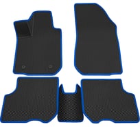 Салонные коврики REZKON 3D EVA Ромб резиновые, черные, для Renault Logan 18-Н.В., синий кант 9229015303