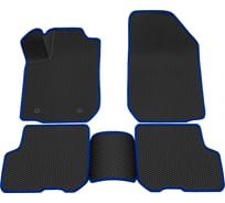 Салонные коврики REZKON 3D EVA Ромб резиновые, черные, для Renault Sandero 14-Н.В., синий кант 9229025203