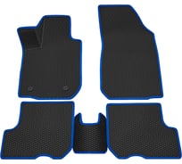 Салонные коврики REZKON 3D EVA Ромб резиновые, черные, для Renault Sandero 18-Н.В., синий кант 9229025303