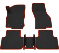 Салонные коврики REZKON 3D EVA Ромб резиновые, черные, для Skoda Karoq 20-Н.В., красный кант 9230035104