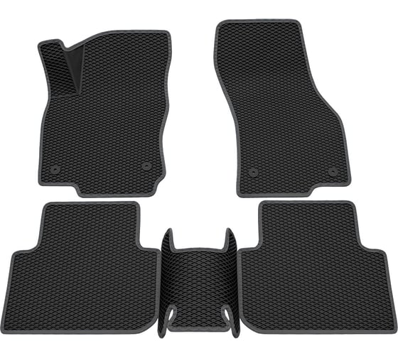 Салонные коврики REZKON 3D EVA Ромб резиновые, черные, для Skoda Karoq 20-Н.В., серый кант 9230035102 1