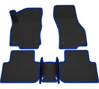 Салонные коврики REZKON 3D EVA Ромб резиновые, черные, для Skoda Karoq 20-Н.В., синий кант 9230035103