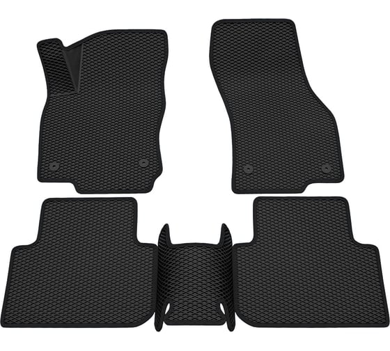 Салонные коврики REZKON 3D EVA Ромб резиновые, черные, для Skoda Karoq 20-Н.В., черный кант 9230035101 1