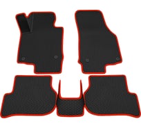 Салонные коврики REZKON 3D EVA Ромб резиновые, черные, для Skoda Octavia A5 09-13, красный кант 9230010104