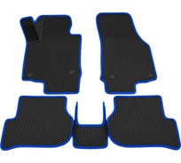 Салонные коврики REZKON 3D EVA Ромб резиновые, черные, для Skoda Octavia A5 09-13, синий кант 9230010103
