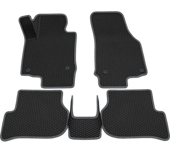 Салонные коврики REZKON 3D EVA Ромб резиновые, черные, для Skoda Octavia A5 09-13, серый кант 9230010102 1