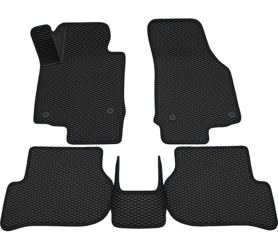 Салонные коврики REZKON 3D EVA Ромб резиновые, черные, для Skoda Octavia A5 09-13, черный кант 9230010101 1