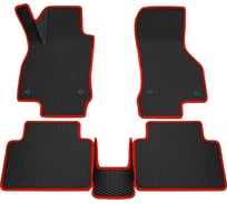 Салонные коврики REZKON 3D EVA Ромб резиновые, черные, для Skoda Octavia A7 13-20, красный кант 9230010204