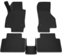 Салонные коврики REZKON 3D EVA Ромб резиновые, черные, для Skoda Octavia A7 13-20, серый кант 9230010202
