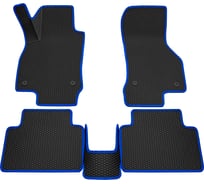 Салонные коврики REZKON 3D EVA Ромб резиновые, черные, для Skoda Octavia A7 13-20, синий кант 9230010203