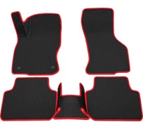 Салонные коврики REZKON 3D EVA Ромб резиновые, черные, для Skoda Octavia A8 20-Н.В., красный кант 9230010404