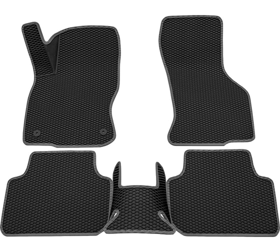Салонные коврики REZKON 3D EVA Ромб резиновые, черные, для Skoda Octavia A8 20-Н.В., серый кант 9230010402 1