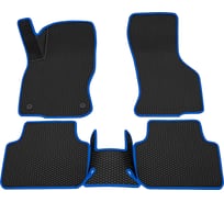 Салонные коврики REZKON 3D EVA Ромб резиновые, черные, для Skoda Octavia A8 20-Н.В., синий кант 9230010403