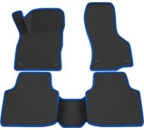 Салонные коврики REZKON 3D EVA Ромб резиновые, черные, для Skoda SuperB 16-Н.В., синий кант 9230015103