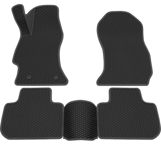 Салонные коврики REZKON 3D EVA Ромб резиновые, черные, для Subaru Forester 08-13, серый кант 9232005102 1