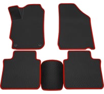 Салонные коврики REZKON 3D EVA Ромб резиновые, черные, для Toyota Camry 11-18, красный кант 9234010204