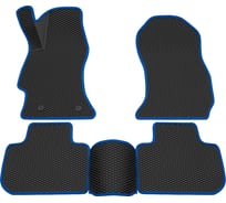 Салонные коврики REZKON 3D EVA Ромб резиновые, черные, для Subaru Forester 08-13, синий кант 9232005103