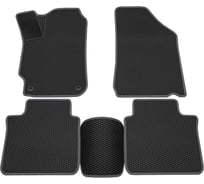 Салонные коврики REZKON 3D EVA Ромб резиновые, черные, для Toyota Camry 11-18, серый кант 9234010202