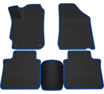 Салонные коврики REZKON 3D EVA Ромб резиновые, черные, для Toyota Camry 11-18, синий кант 9234010203