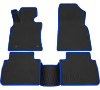 Салонные коврики REZKON 3D EVA Ромб резиновые, черные, для Toyota Camry 18-Н.В, синий кант 9234010303